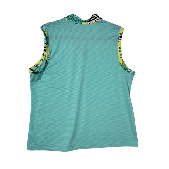 Coral Bay Womens Golf Shirt Top Size XL Sleeveless Floral Tropical Blue Stretch - Picture 3 of 8